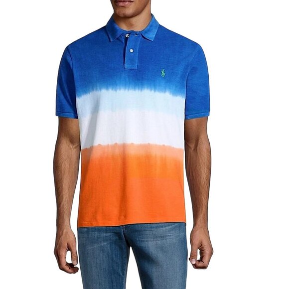 Polo Ralph Lauren Orange White Blue Classic-Fit Tie-Dye Polo Shirt Large L - Picture 1 of 10